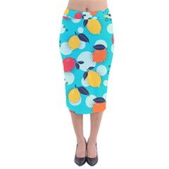 Pop Art Style Citrus Seamless Pattern Velvet Midi Pencil Skirt by Amaryn4rt