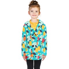 Pop Art Style Citrus Seamless Pattern Kids  Double Breasted Button Coat by Amaryn4rt