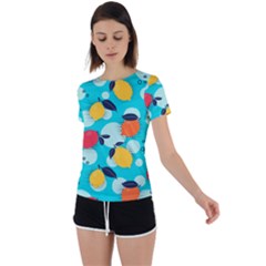 Pop Art Style Citrus Seamless Pattern Back Circle Cutout Sports Tee