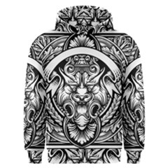 Tiger Illustration Vintage Border Frame Engraving With Retro Ornament Pattern Antique Rococo Style Men s Overhead Hoodie