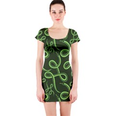 Snakes Seamless Pattern Short Sleeve Bodycon Dress