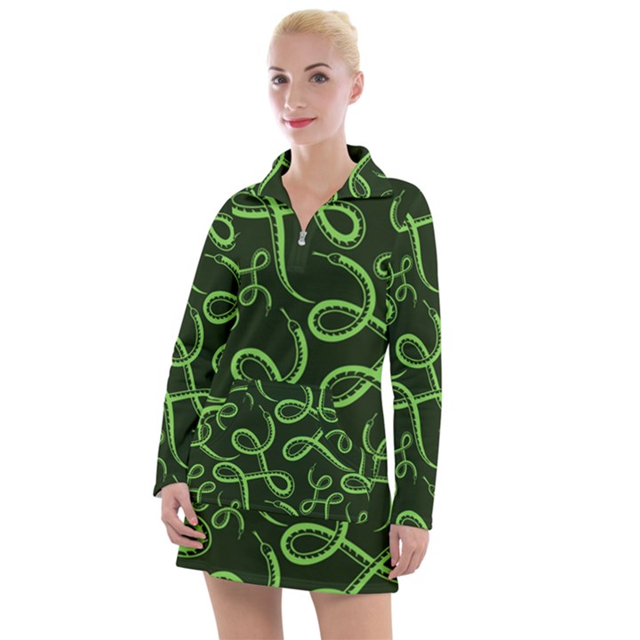 Snakes Seamless Pattern Women s Long Sleeve Casual Dress