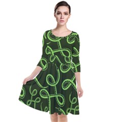 Snakes Seamless Pattern Quarter Sleeve Waist Band Dress by Amaryn4rt