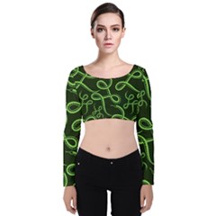 Snakes Seamless Pattern Velvet Long Sleeve Crop Top by Amaryn4rt