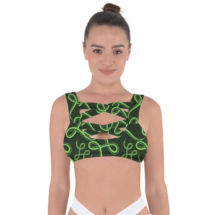 Snakes Seamless Pattern Bandaged Up Bikini Top