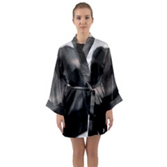 Black Rose Long Sleeve Satin Kimono by Janetaudreywilson