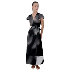 Black Rose Flutter Sleeve Maxi Dress by Janetaudreywilson