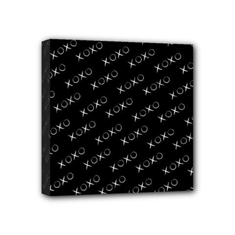 Xoxo Black And White Pattern, Kisses And Love Geometric Theme Mini Canvas 4  X 4  (stretched) by Casemiro