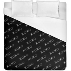 Xoxo Black And White Pattern, Kisses And Love Geometric Theme Duvet Cover (king Size) by Casemiro