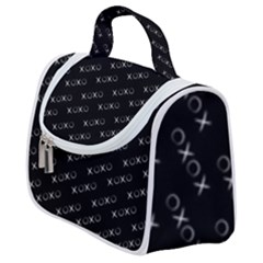 Xoxo Black And White Pattern, Kisses And Love Geometric Theme Satchel Handbag by Casemiro