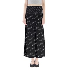 Xoxo Black And White Pattern, Kisses And Love Geometric Theme Full Length Maxi Skirt by Casemiro