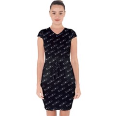 Xoxo Black And White Pattern, Kisses And Love Geometric Theme Capsleeve Drawstring Dress  by Casemiro