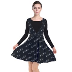 Xoxo Black And White Pattern, Kisses And Love Geometric Theme Plunge Pinafore Dress by Casemiro