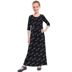 Xoxo Black And White Pattern, Kisses And Love Geometric Theme Kids  Quarter Sleeve Maxi Dress by Casemiro