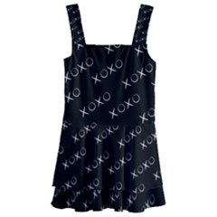 Xoxo Black And White Pattern, Kisses And Love Geometric Theme Kids  Layered Skirt Swimsuit by Casemiro