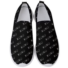 Xoxo Black And White Pattern, Kisses And Love Geometric Theme Men s Slip On Sneakers by Casemiro