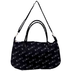 Xoxo Black And White Pattern, Kisses And Love Geometric Theme Removal Strap Handbag by Casemiro