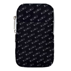 Xoxo Black And White Pattern, Kisses And Love Geometric Theme Waist Pouch (large) by Casemiro