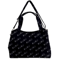 Xoxo Black And White Pattern, Kisses And Love Geometric Theme Double Compartment Shoulder Bag by Casemiro