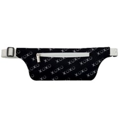 Xoxo Black And White Pattern, Kisses And Love Geometric Theme Active Waist Bag by Casemiro