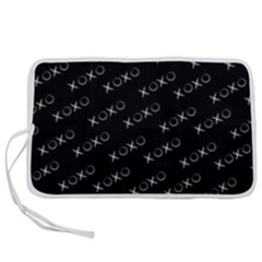 Xoxo Black And White Pattern, Kisses And Love Geometric Theme Pen Storage Case (m)