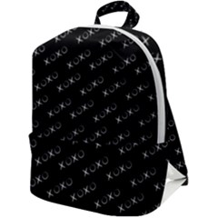 Xoxo Black And White Pattern, Kisses And Love Geometric Theme Zip Up Backpack by Casemiro