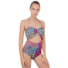 Rainbow Support Group  Scallop Top Cut Out Swimsuit by ScottFreeArt