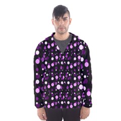 Purple, Pink Bokeh Dots, Asymmetric Polka Dot With Modern Twist Men s Hooded Windbreaker by Casemiro