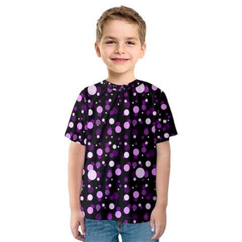 Purple, Pink Bokeh Dots, Asymmetric Polka Dot With Modern Twist Kids  Sport Mesh Tee by Casemiro