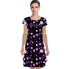 Purple, Pink Bokeh Dots, Asymmetric Polka Dot With Modern Twist Cap Sleeve Nightdress by Casemiro