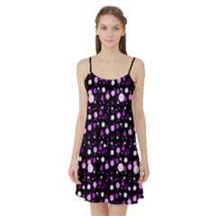 Purple, Pink Bokeh Dots, Asymmetric Polka Dot With Modern Twist Satin Night Slip by Casemiro