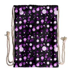 Purple, Pink Bokeh Dots, Asymmetric Polka Dot With Modern Twist Drawstring Bag (large) by Casemiro