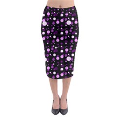 Purple, Pink Bokeh Dots, Asymmetric Polka Dot With Modern Twist Midi Pencil Skirt by Casemiro