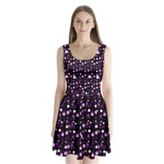 Purple, Pink Bokeh Dots, Asymmetric Polka Dot With Modern Twist Split Back Mini Dress  by Casemiro