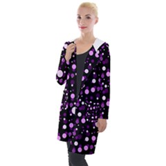 Purple, Pink Bokeh Dots, Asymmetric Polka Dot With Modern Twist Hooded Pocket Cardigan by Casemiro