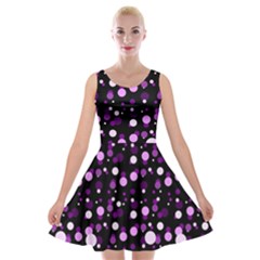 Purple, Pink Bokeh Dots, Asymmetric Polka Dot With Modern Twist Velvet Skater Dress by Casemiro