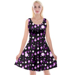 Purple, Pink Bokeh Dots, Asymmetric Polka Dot With Modern Twist Reversible Velvet Sleeveless Dress by Casemiro