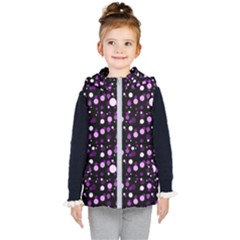 Purple, Pink Bokeh Dots, Asymmetric Polka Dot With Modern Twist Kids  Hooded Puffer Vest by Casemiro