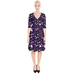 Purple, Pink Bokeh Dots, Asymmetric Polka Dot With Modern Twist Wrap Up Cocktail Dress by Casemiro