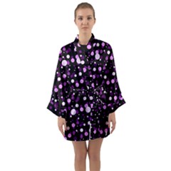 Purple, Pink Bokeh Dots, Asymmetric Polka Dot With Modern Twist Long Sleeve Satin Kimono by Casemiro