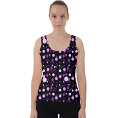 Purple, Pink Bokeh Dots, Asymmetric Polka Dot With Modern Twist Velvet Tank Top by Casemiro