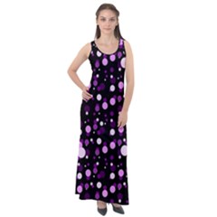 Purple, Pink Bokeh Dots, Asymmetric Polka Dot With Modern Twist Sleeveless Velour Maxi Dress by Casemiro