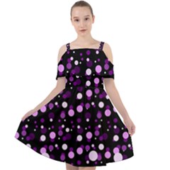 Purple, Pink Bokeh Dots, Asymmetric Polka Dot With Modern Twist Cut Out Shoulders Chiffon Dress by Casemiro