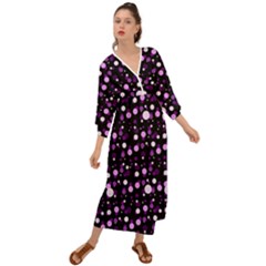 Purple, Pink Bokeh Dots, Asymmetric Polka Dot With Modern Twist Grecian Style  Maxi Dress by Casemiro