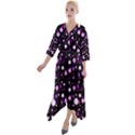 Purple, pink bokeh dots, asymmetric polka dot with modern twist Quarter Sleeve Wrap Front Maxi Dress View1