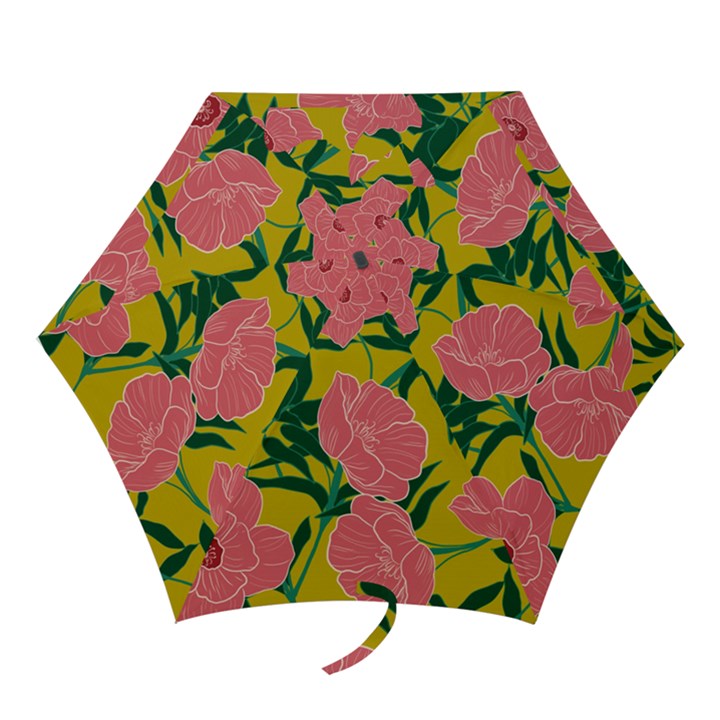 Pink Flower Seamless Pattern Mini Folding Umbrellas