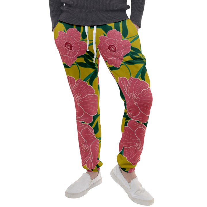 Pink Flower Seamless Pattern Men s Jogger Sweatpants