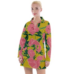 Pink Flower Seamless Pattern Women s Long Sleeve Casual Dress by Amaryn4rt