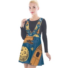 Missile Pattern Plunge Pinafore Velour Dress by Amaryn4rt