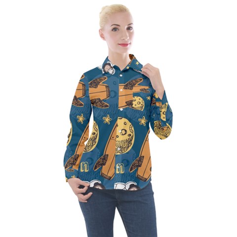 Missile Pattern Women s Long Sleeve Pocket Shirt by Amaryn4rt